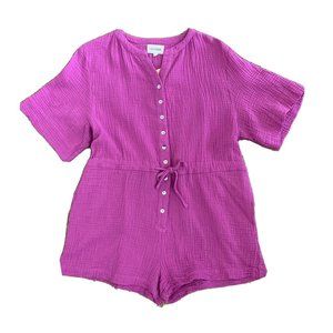 4OUR DREAMERS Romper Mauve Cotton Guaze Women’s Small Vneck Short Sleeve